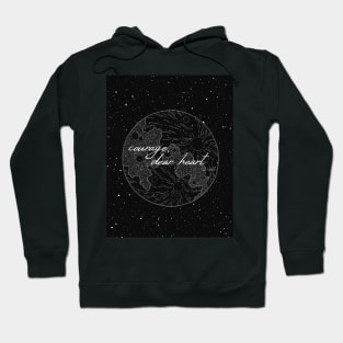 courage, dear heart- C.S. Lewis quote in starry night with moon illustration Hoodie